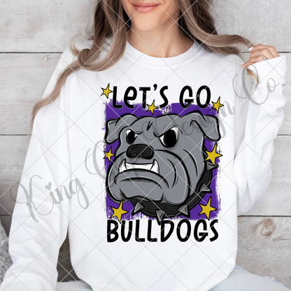 Bulldogs Sublimation PNG For Making T-Shirts, Sweatshirts, Tumblers, Mugs And More | Purple And Gold School Colors| Also Suitable For DTF | High Resolution Image | Bulldog Pride | Bulldog Spirit