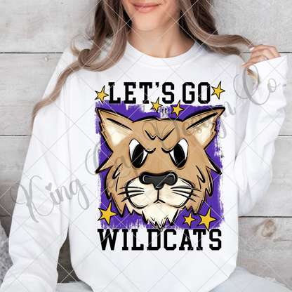 Wildcats Sublimation PNG For Making T-Shirts, Sweatshirts, Tumblers, Mugs And More | Purple And Gold School Colors| Also Suitable For DTF | High Resolution Image | Wildcat Pride | Wildcat Spirit