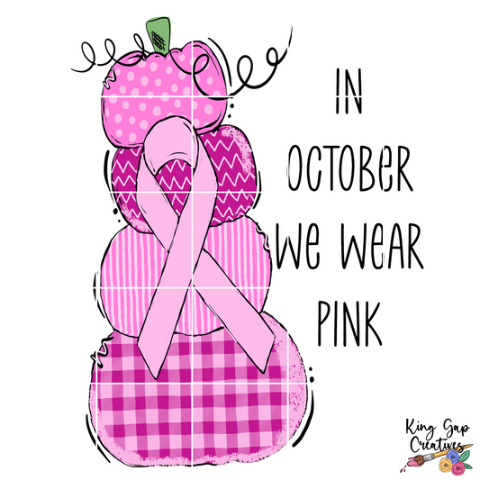 Breast Cancer Awareness Fall Sublimation Design | Pink Pumpkins | In October We Wear Pink | Cute Hand-Drawn Fall Shirt |Breast Cancer Ribbon