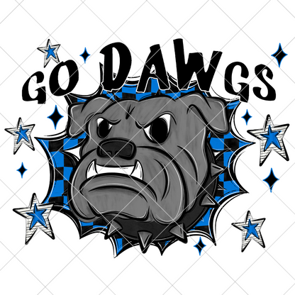 Bulldogs Sublimation PNG For Making T-Shirts, Sweatshirts, Tumblers, Mugs | Bulldog Burst Through | Royal Blue School Colors| Also Suitable For DTF | High Resolution Image | Wildcat Pride | Bulldog Spirit