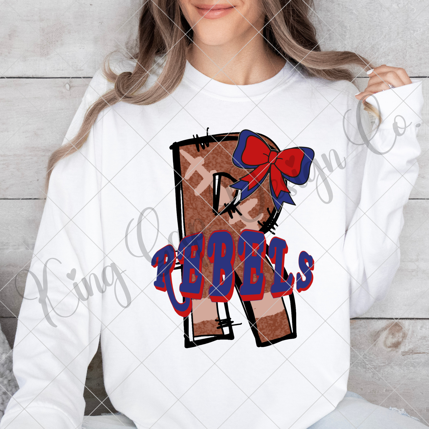 Rebels Doodle "R" | Red And Blue School Colors | Coquette Bow | Cute Shirt Design For Rebels Fan | High Resolution Image | 300 DPI, Transparent Background