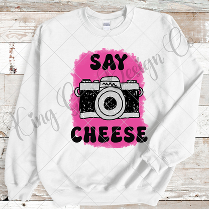 Say Cheese | Photography PNG | Hand Drawn Camera For Making Shirts, Tumblers, Mugs, Dishtowels | Perfect For Sublimation Or DTF Printing | High Resolution, 300 DPI, Transparent Background