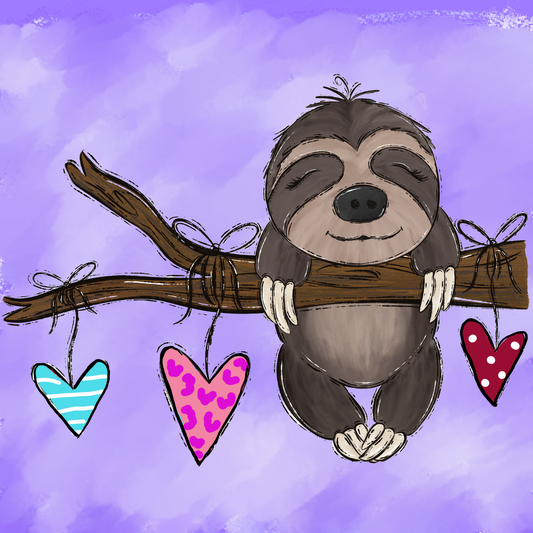Valentine Sloth | Acrylic Painting | Paint From Home | Tracer, Instructions, And Supply List Included