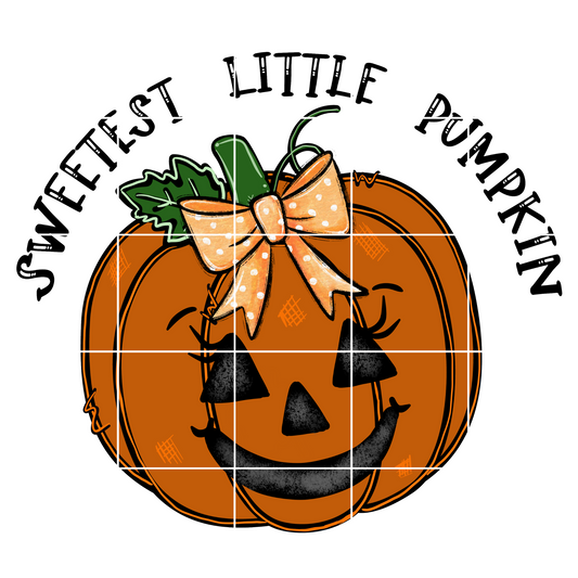 Sweetest Little Pumpkin Sublimation PNG For Fall | Cute Fall Shirt For Little Girls | Jack-O-Lantern With Coquette Bow | High Resolution