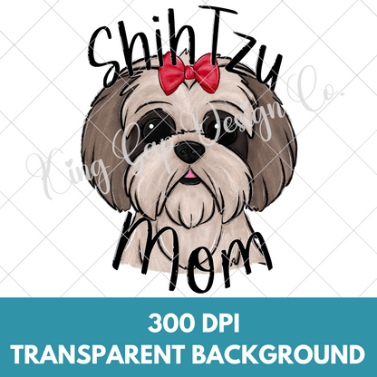 Shih Tzu Mom PNG For Making T-Shirts, Tumblers, Mugs, Stickers, DTF Transfers, Sublimation | Personal Or Commercial Use For Transfers | High Resolution Image, 300 DPI, Transparent Background