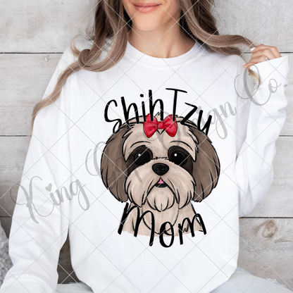 Shih Tzu Mom PNG For Making T-Shirts, Tumblers, Mugs, Stickers, DTF Transfers, Sublimation | Personal Or Commercial Use For Transfers | High Resolution Image, 300 DPI, Transparent Background