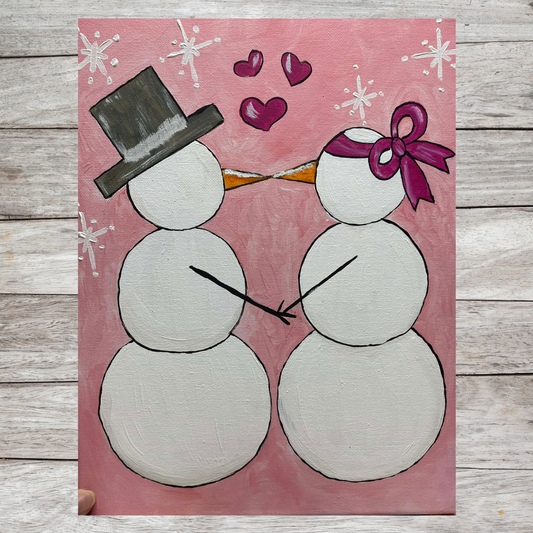Kissing Snow Couple | Acrylic Painting | Paint From Home | Tracer Included
