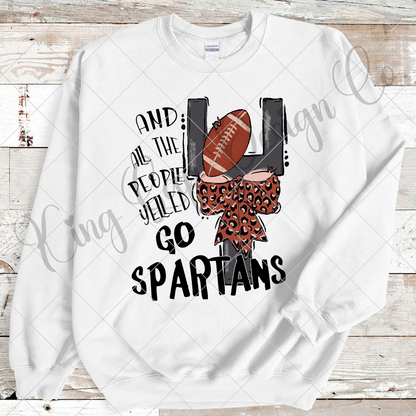 Spartans Football Sublimation | Spartans High School Football Game Day Shirt | Spartans Fan T-Shirt | Go Spartans | Spartans Sticker PNG