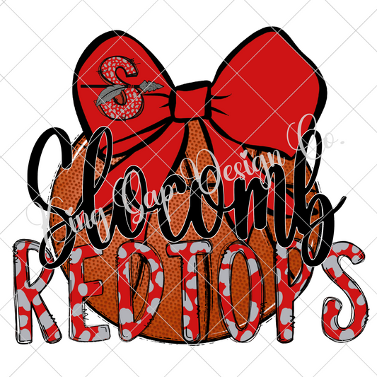 Slocomb Red Tops Basketball PNG For Making T-Shirts, Tumblers, Stickers, Mugs, DTF Transfers | High Resolution Image May Be Upsized | 300 DPI, Transparent Background