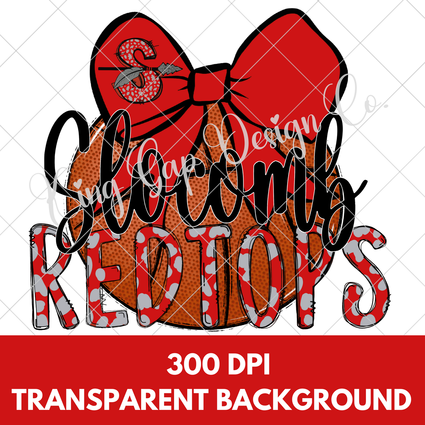 Slocomb Red Tops Basketball PNG For Making T-Shirts, Tumblers, Stickers, Mugs, DTF Transfers | High Resolution Image May Be Upsized | 300 DPI, Transparent Background