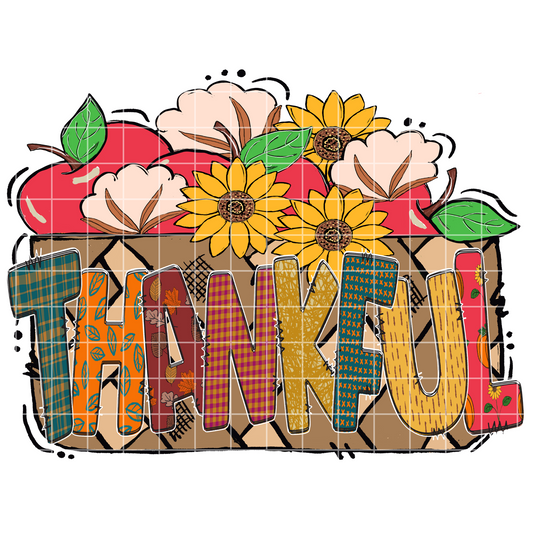 Thankful Sublimation Design | Original, Hand-Drawn PNG For T-Shirt, Mug, Tumbler, Dish Towel, Sticker Or Scrap Book | Fall Digital Download
