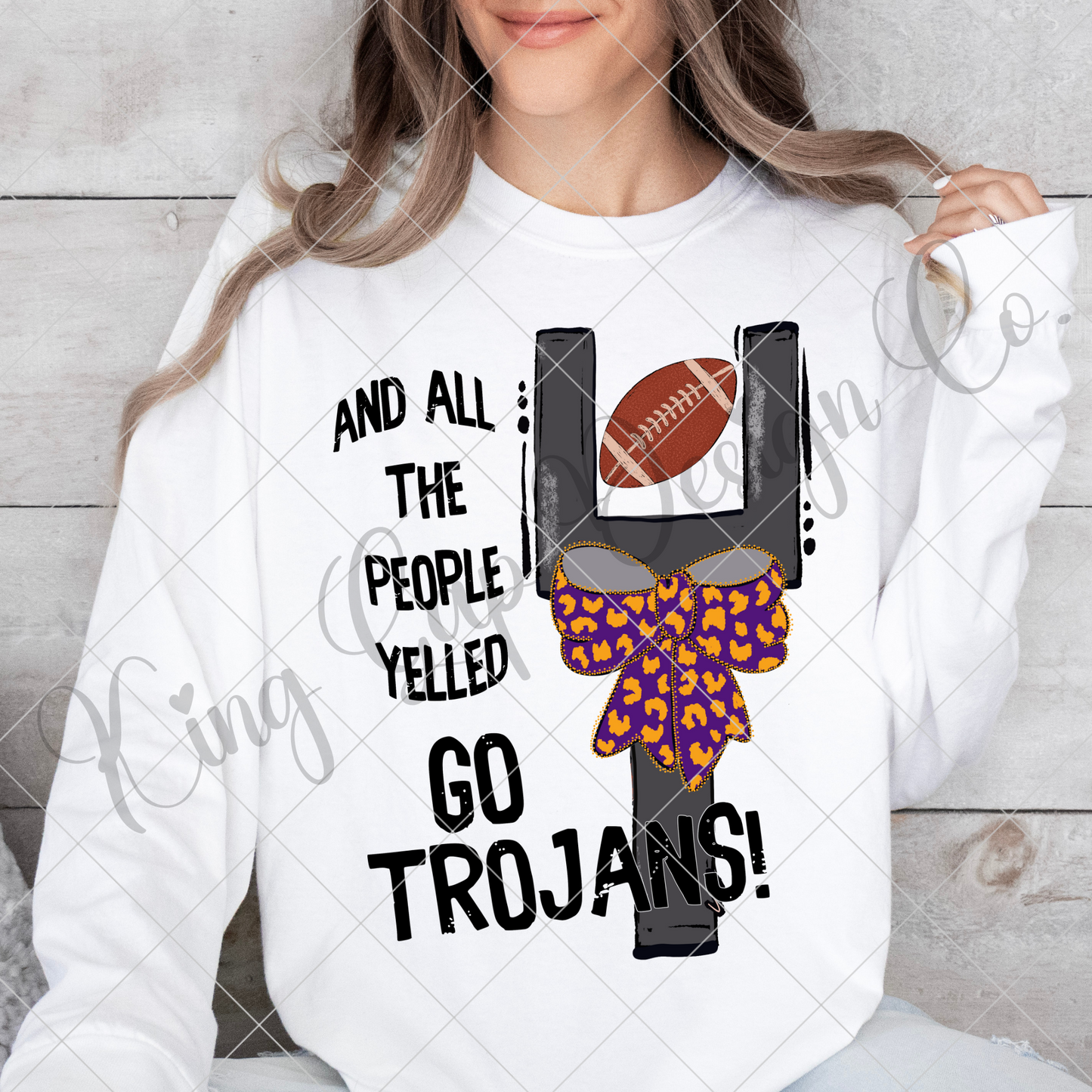 Trojans Football T-Shirt Sublimation PNG For School With Purple And Gold School Colors |300 DPI Image May Be Enlarged Without Losing Quality