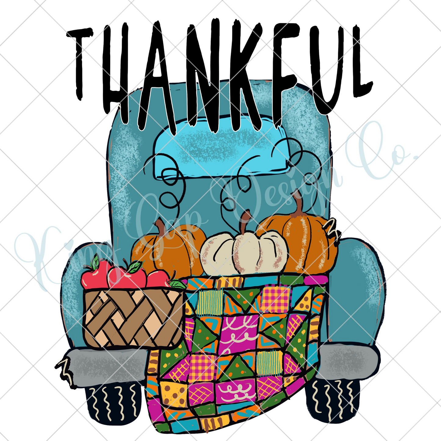 Cute Fall Sublimation | Hand-Drawn Fall Truck | Thankful PNG | Thankful Sticker Design | Thankful Tumbler Design | Thankful Image For DTF