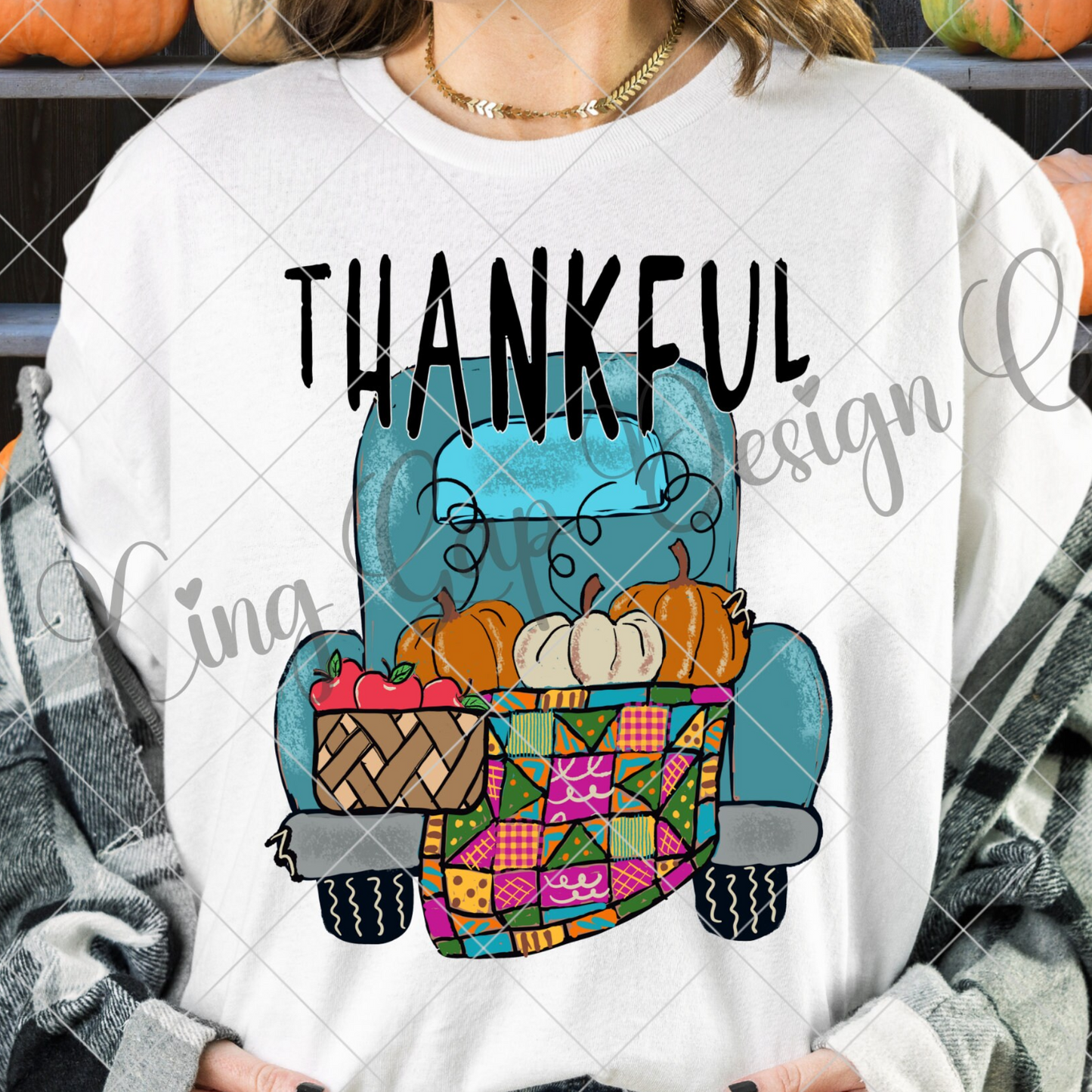 Cute Fall Sublimation | Hand-Drawn Fall Truck | Thankful PNG | Thankful Sticker Design | Thankful Tumbler Design | Thankful Image For DTF