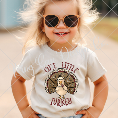 Cute Thanksgiving Shirt PNG For Little Girl | Cute Little Turkey Sublimation PNG | High Resolution Image | Hand Drawn Turkey Shirt Design