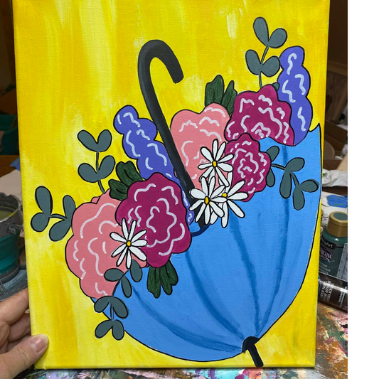 Floral Umbrella Spring Painting Template | Tracer For Painting | Acrylic Painting | Paint From Home | Tracer, Instructions, And Supply List Included