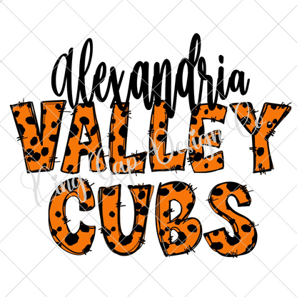 Alexandria Valley Cubs Sublimation PNG For Making T-Shirts, Mugs, Tumblers, Stickers, Scrapbooks | 300 DPI, Transparent Background Image