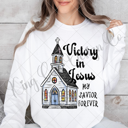 Jesus Sublimation Design Jesus T-Shirt Design Jesus Tumbler Victory In Jesus Hymn Lyrics Shirt PNG Christian Wall Art Church Dish Towel PNG