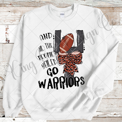 Warriors Football Sublimation | Go Warriors | Warriors High School Football Fan T-Shirt | Warriors Tumbler PNG | Warriors Football Sticker