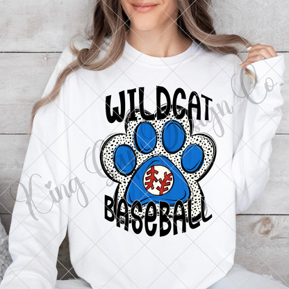 Wildcats Baseball Sublimation PNG For Making T-Shirts, Sweatshirts, Tumblers, Mugs And More | Also Suitable For DTF | High Resolution Image | Wildcat Pride | Wildcat Spirit