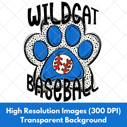 Wildcats Baseball Sublimation PNG For Making T-Shirts, Sweatshirts, Tumblers, Mugs And More | Also Suitable For DTF | High Resolution Image | Wildcat Pride | Wildcat Spirit