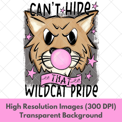 Wildcats Football Sublimation PNG For Making T-Shirts, Sweatshirts, Tumblers, Mugs And More | Also Suitable For DTF | High Resolution Image | Bubble Gum Wildcat | Wildcat Pride