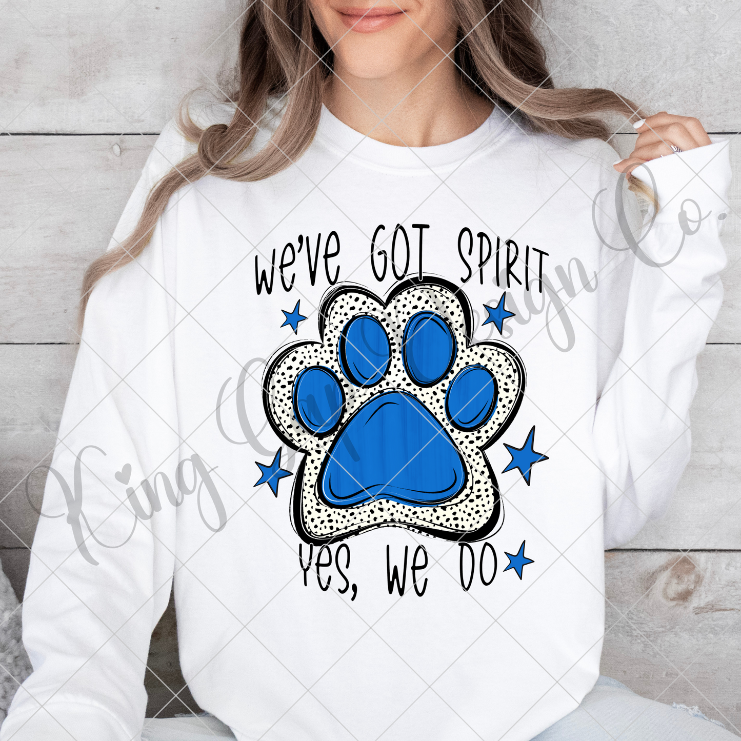 We've Got Spirit Royal Blue Paw Print | Wildcats | Bearcats | Bobcats | Jaguars | Bulldogs | School Spirit For Sublimation Or DTF