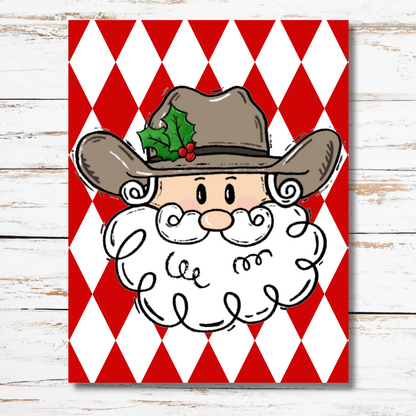 Cowboy Santa Christmas Painting Tutorial | Acrylic Painting For Beginners | Paint Tracer Template For Christmas