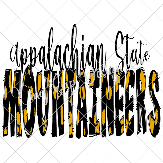 Appalachian State Mountaineers PNG | Black And Gold Doodle Letter Image For Making App State Fan Gear | High Resolution, 300 DPI With Transparent Background