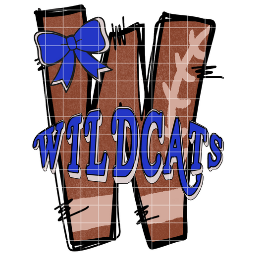 Blue And White Wildcats Sublimation PNG For Making T-Shirts, Tumblers, Mugs | Also Suitable For Making Stickers | High Resolution | Wildcats Football PNG
