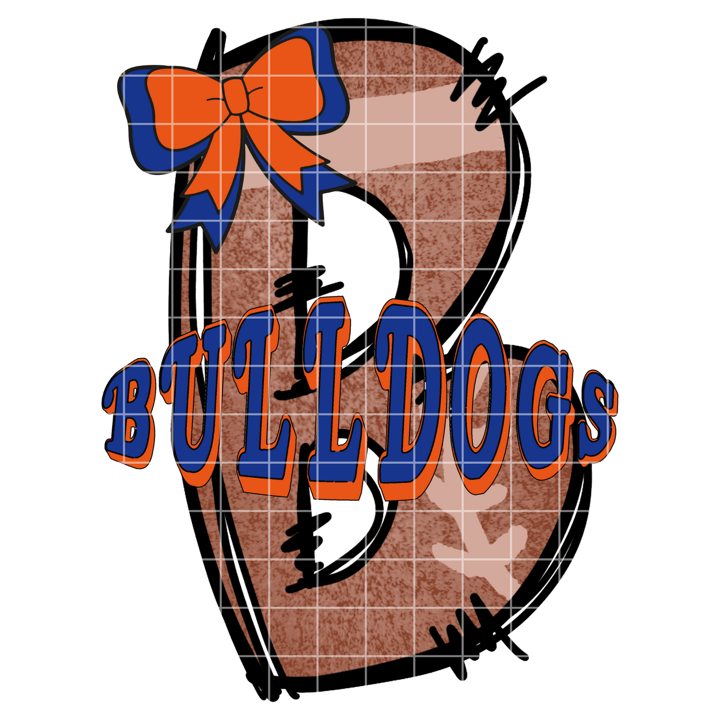 Blue And Orange Colors | Bulldogs Football PNG For Sublimation | Use To Make T-Shirts, Tumblers, Mugs, DTF Transfers, Scrapbooks Or Stickers | 300 DPI Image