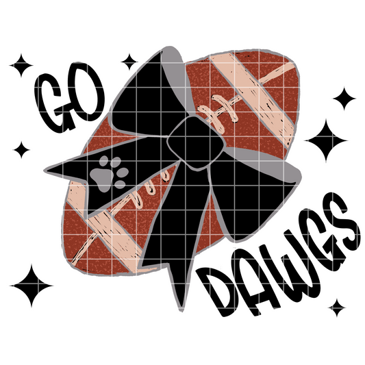 Bulldogs Sublimation PNG With Hand Drawn Football And Black Coquette Bow For Making Shirts, Tumblers For Bulldog Fans | 300 DPI, Clear BG