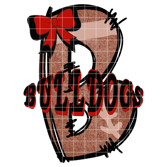 Bulldogs Football Sublimation For Schools With Red And Black School Colors For Making T-Shirts, Tumblers, Stickers, DTF Transfers | 300 DPI