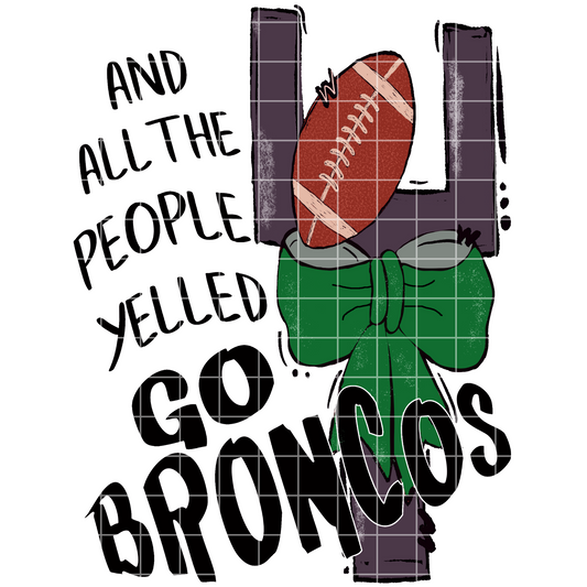 Broncos Football Sublimation PNG For Making T-Shirts, Tumblers, Mugs, Distowels | Green Coquette Bow | 300 DPI, Transparent Background
