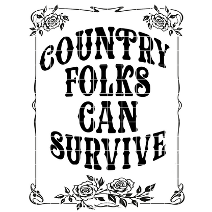 Cute Country Sublimation Design | Country Folks Can Survive | Hank Williams Junior T-Shirt PNG| Country Song Sublimation Design| T-Shirt PNG
