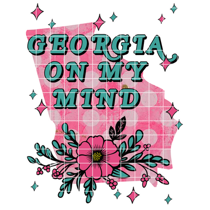 Cute Georgia T-Shirt Design| Georgia Sublimation File For T-Shirt Dish Towel Tumbler Mug|Georgia On My Mind|Digital Download For Sublimation