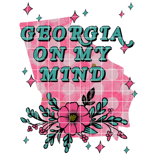 Cute Georgia T-Shirt Design| Georgia Sublimation File For T-Shirt Dish Towel Tumbler Mug|Georgia On My Mind|Digital Download For Sublimation