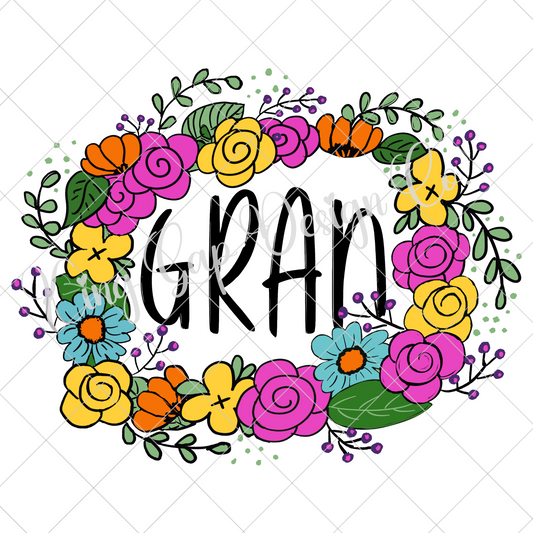 High Resolution, 300 DPI, Transparent Background Shirt Design For Trendy Grandmother | Cute Floral PNG For Making Unique Shirt For Gran | Use For Sublimation Or DTF | Great For Making Shirts, Mugs Or Tumblers |