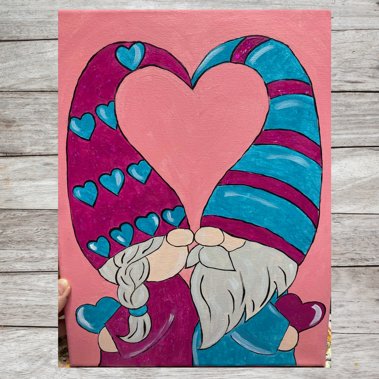 Kissing Gnomes For Valentine's Day | Acrylic Painting | Paint From Home | Tracer Included