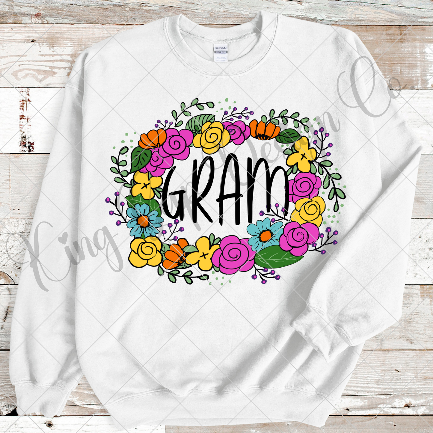 Gram Shirt Design For Grandmother | Hand Drawn PNG | Cute Floral Design For Making T-Shirts, Tumblers, Stickers And More | Great For Sublimation And DTF Printing |High Resolution, 300 DPI, Transparent Background