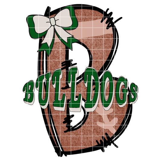 Green And White Bulldogs Football Sublimation PNG For Making T-Shirts, Mugs, Tumblers, Caps, Dishtowels | 300 DPI With Transparent Background | Bulldogs PNG