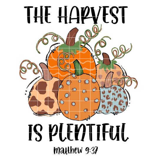 Christian T-Shirt For Fall | Cute Pumpkin Shirt With Scripture | Matthew 9:37 T-Shirt PNG For Sublimation On Shirts, Mugs, Tumblers |300 DPI