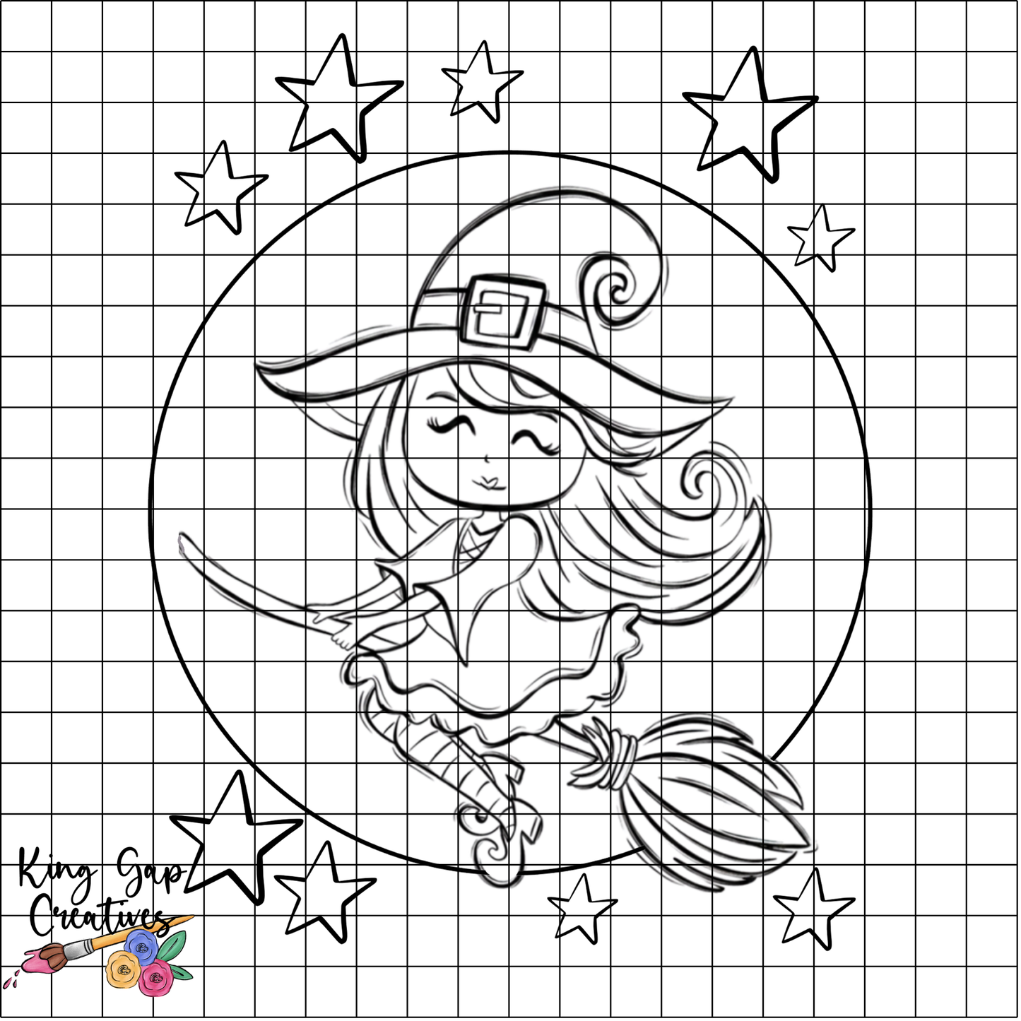 Cute Witch Fall Door Hanger Template | Halloween Painting Template For Door Hanger Or Canvas Painting | Acrylic Painting For Beginners | Template Video And Instructions Included | Fall Craft Project