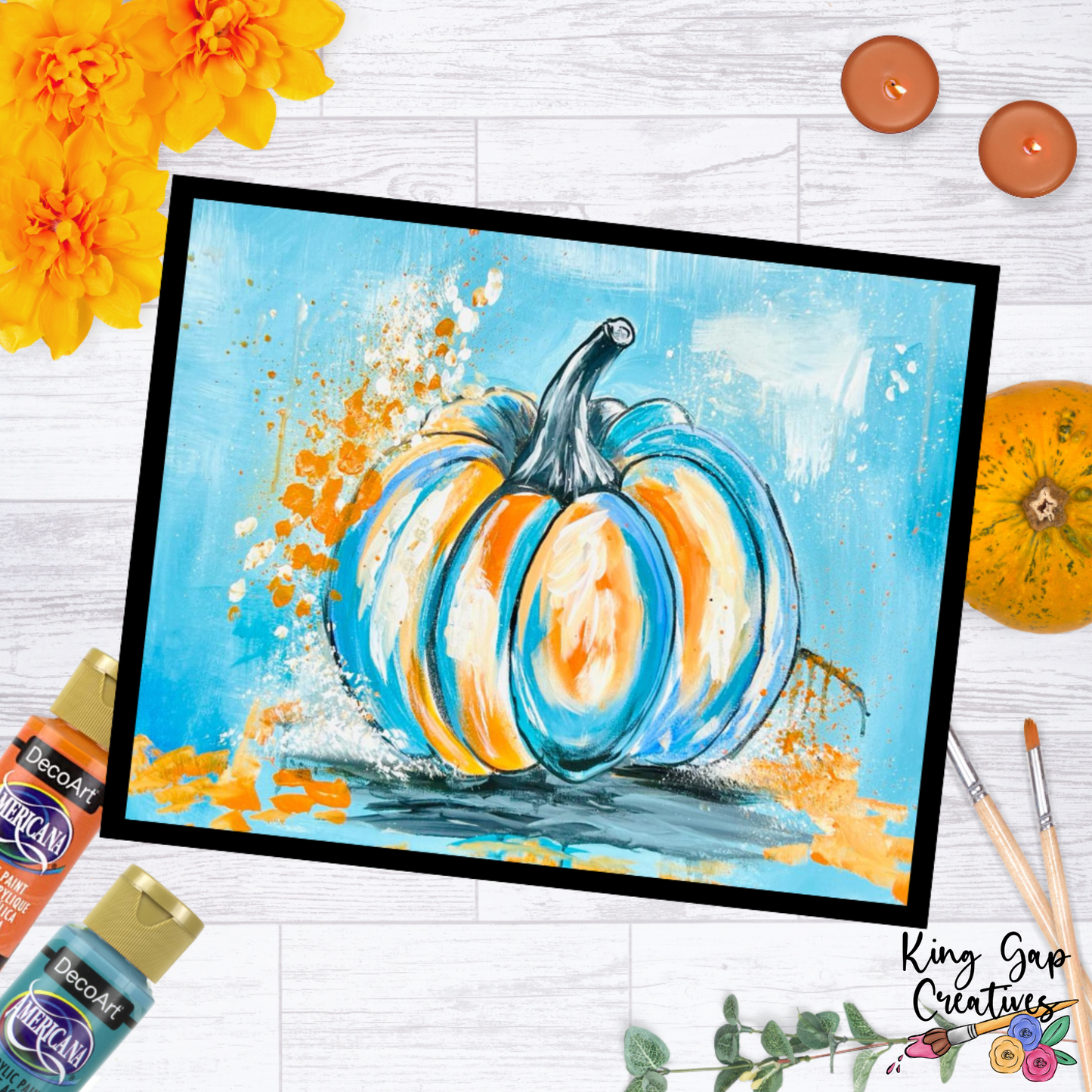 Harvest Blue Pre-Traced Canvas Art Kit - Ready To Paint