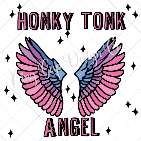 Honky Tonk Angel Sublimation Design | Cute Country Western Shirt PNG | Cute Country Sublimation Design For Tumbler Or Shirt | Bar Shirt PNG