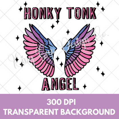 Honky Tonk Angel Sublimation Design | Cute Country Western Shirt PNG | Cute Country Sublimation Design For Tumbler Or Shirt | Bar Shirt PNG