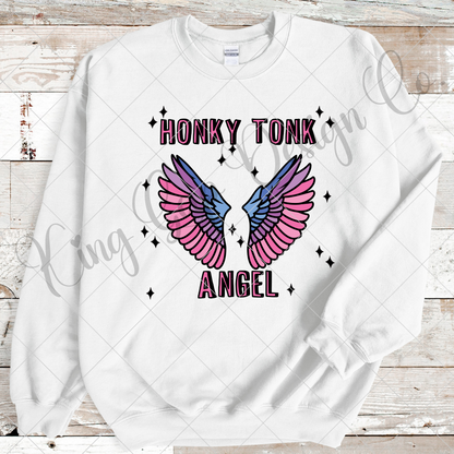 Honky Tonk Angel Sublimation Design | Cute Country Western Shirt PNG | Cute Country Sublimation Design For Tumbler Or Shirt | Bar Shirt PNG