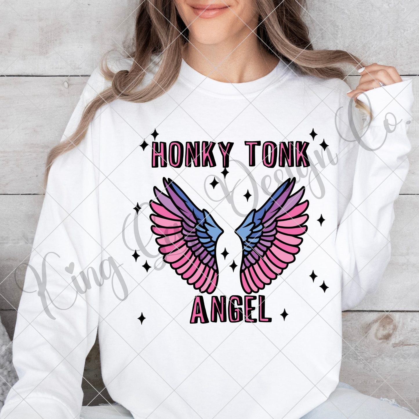 Honky Tonk Angel Sublimation Design | Cute Country Western Shirt PNG | Cute Country Sublimation Design For Tumbler Or Shirt | Bar Shirt PNG