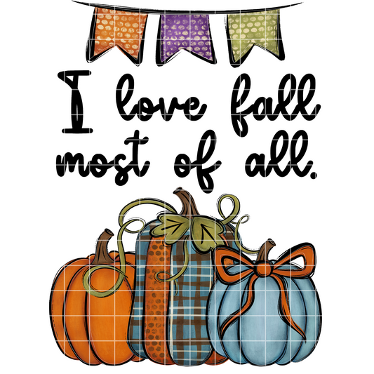 Fall Pumpkin Shirt WIth Banner | I Love Fall | Pumpkin Shirt For Sublimation Or DTF | High Quality Fall Digital Download To Make T-Shirts, Tumblers, Stickers, Dish Towels For Fall