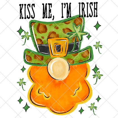 Kiss Me, I'm Irish | Light Skinned Leprechaun Shirt Design | St. Patrick's Day PNG File For Making T-Shirts, Mugs, Tumblers, Stickers, Sublimation And DTF Transfers |High Resolution, 300 DPI, Transparent Background